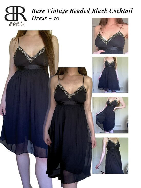 Banana Republic Dresses & Skirts - Rare Banana Republic Beaded Black Midi Cocktail Dress - 10